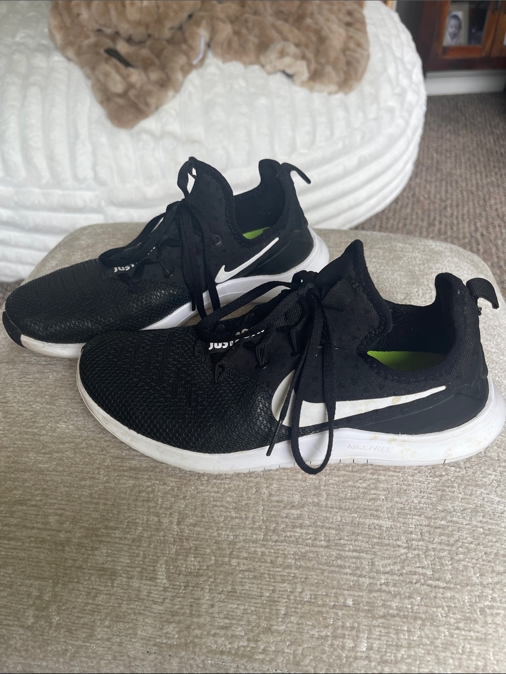 Nike Free Black & White Knit Slip On Sneakers